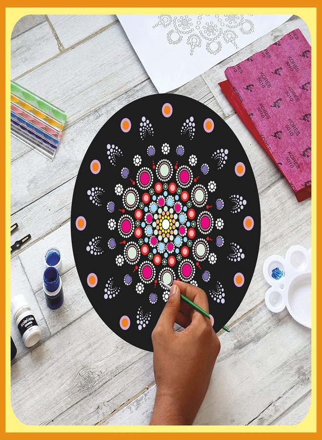 Solobolo Mandala Painting Kit, Adults|Diy Mandala Clock Kit, Home Decor|Craft Materials Mdf Cutouts, Art & Craft Kit| Gifts, Girls|Size-12 Inch Wall Clock Premarked Mdf Base, Painting - Brown - Image 5